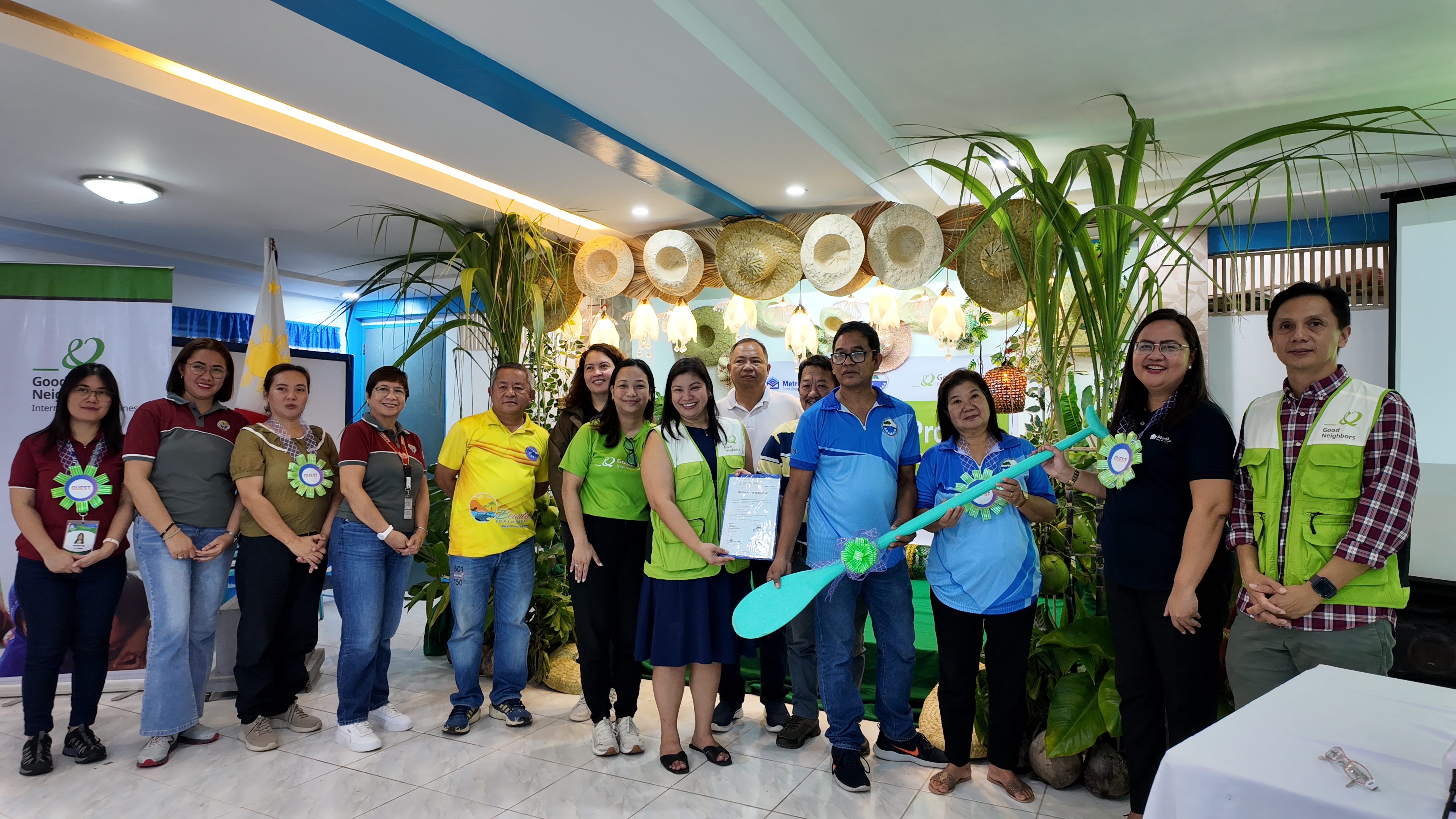 Ceremonial turnover of PRIETOurism Project to SEAMANCOR members with Metrobank Foundation Representatives, LGU representatives and Good Neighbors Philippines Representatives